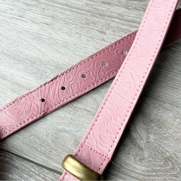 Willow Ridge Pink Suede Embossed Genuine  Leather Belt - Picture 10 of 16